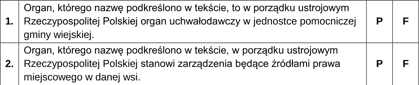 Oceń prawdziwość podanych stwierdzeń. Zaznacz P, jeśli stwierdzenie jest prawdziwe, albo F – jeśli jest fałszywe.