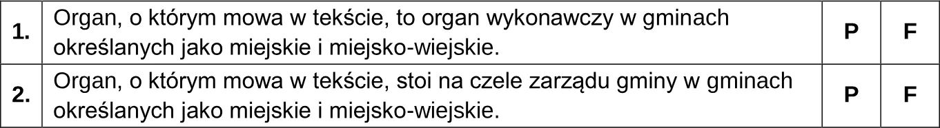 Oceń prawdziwość podanych stwierdzeń. Zaznacz P, jeśli stwierdzenie jest prawdziwe, albo F – jeśli jest fałszywe.