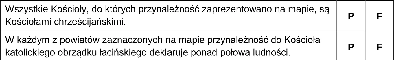 Oceń prawdziwość podanych stwierdzeń. Wybierz P, jeśli stwierdzenie jest prawdziwe, albo F – jeśli jest fałszywe.