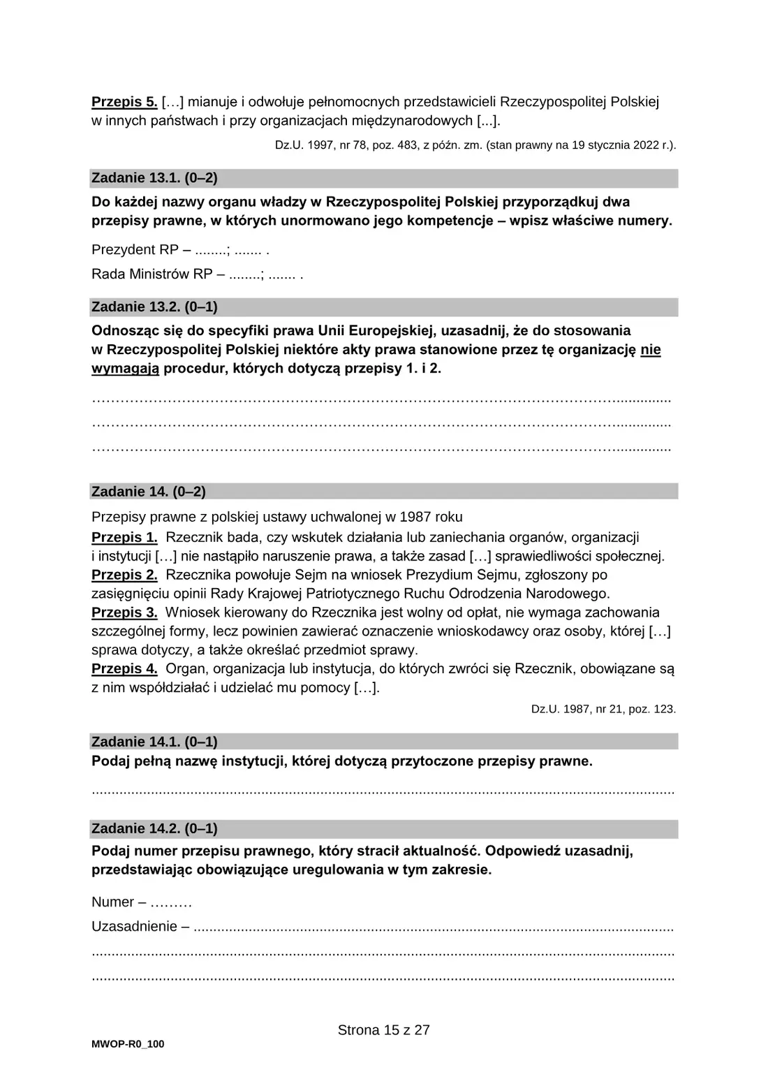 Arkusz pokazowy WOS – marzec 2022 – strona 15