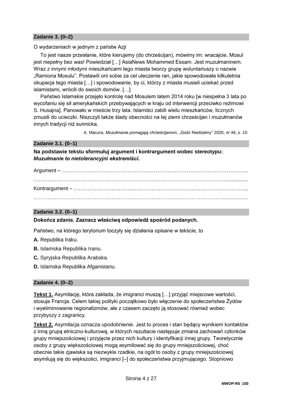 Arkusz pokazowy WOS – marzec 2022 – strona 4