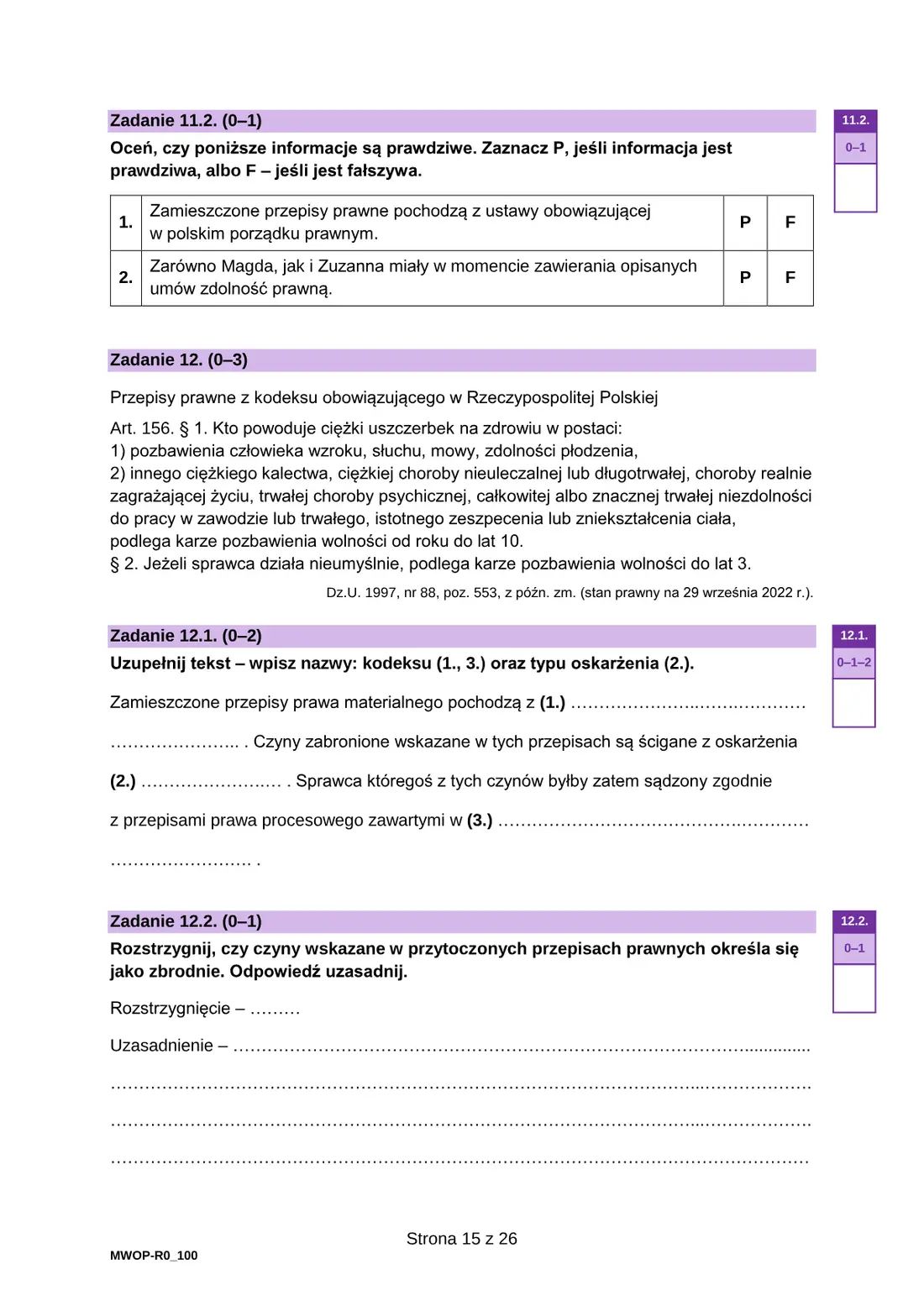 Arkusz diagnostyczny WOS – grudzień 2022 – strona 15