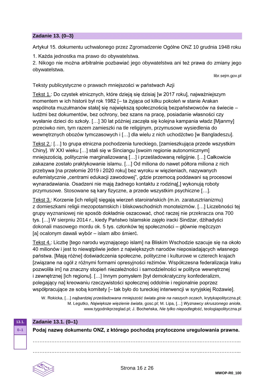 Arkusz diagnostyczny WOS – grudzień 2022 – strona 16