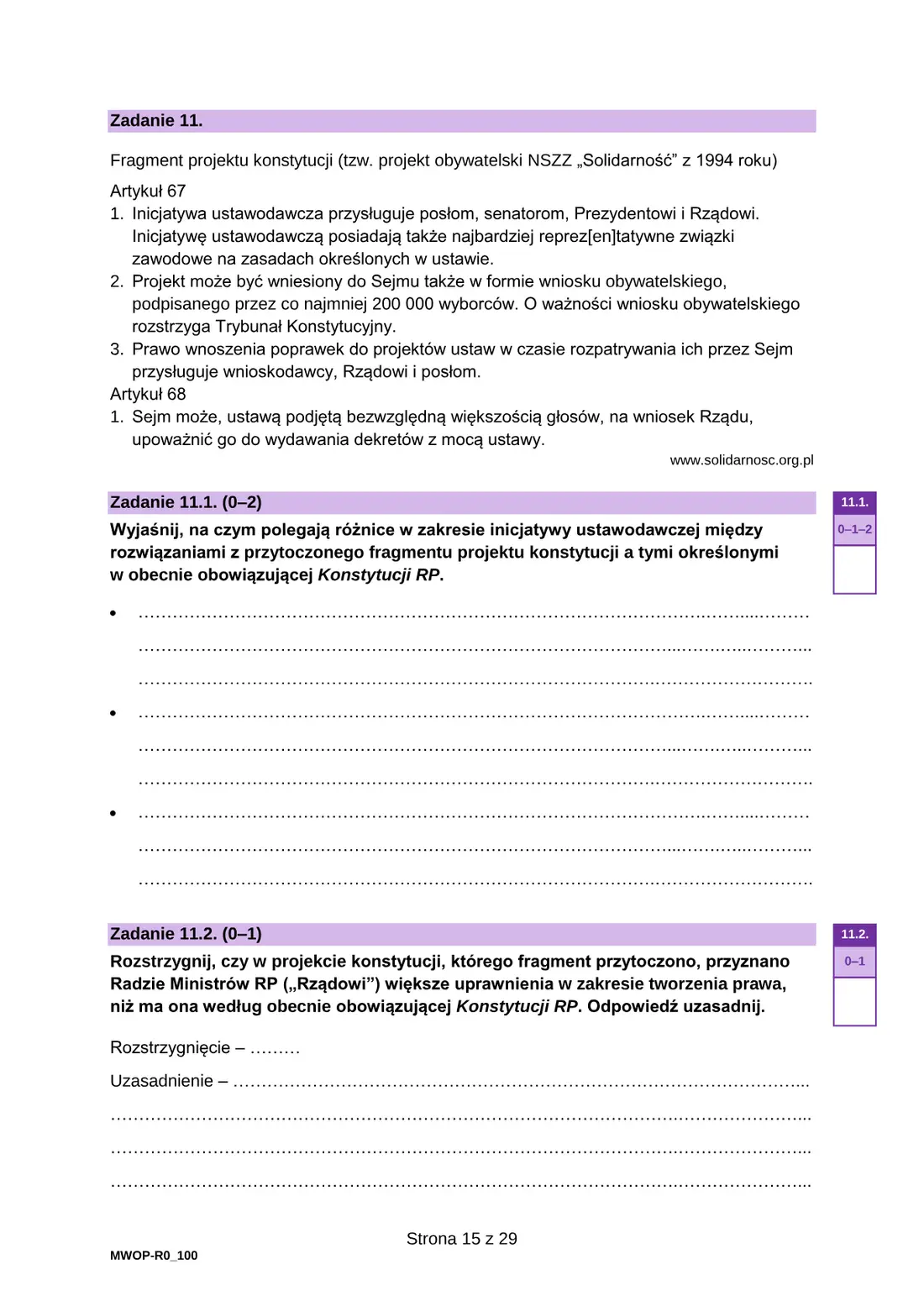 Egzamin maturalny z WOS – maj 2023 – strona 15