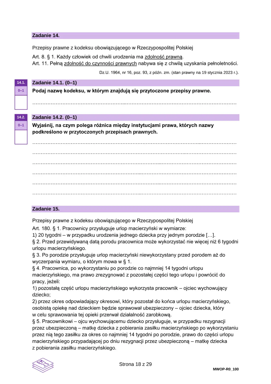 Egzamin maturalny z WOS – maj 2023 – strona 18