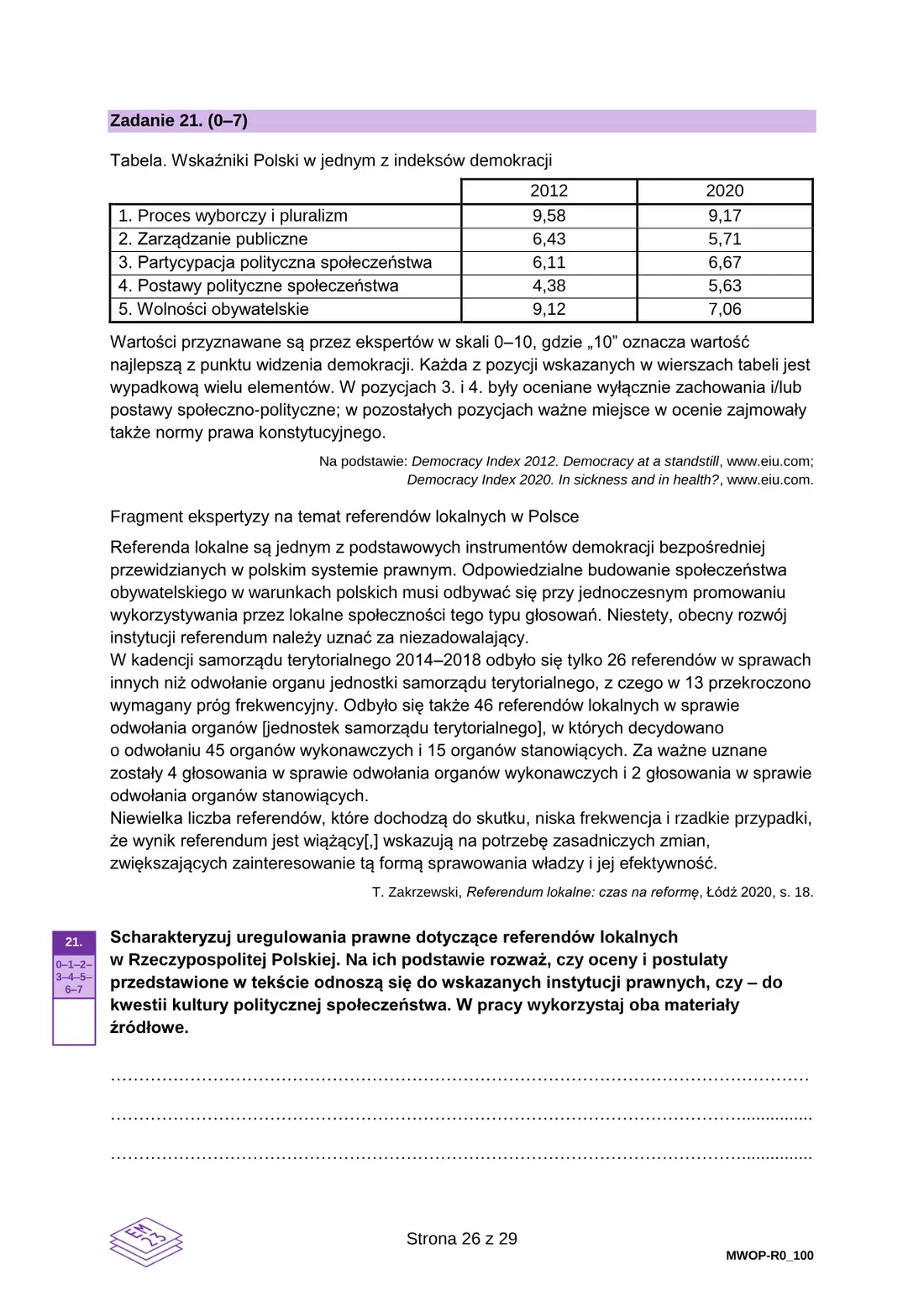 Egzamin maturalny z WOS – maj 2023 – strona 26