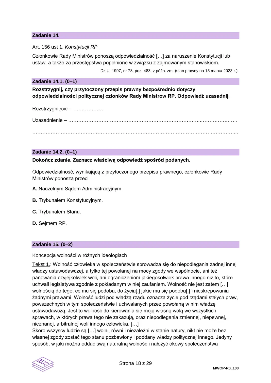 Egzamin maturalny z WOS – czerwiec 2023 – strona 18