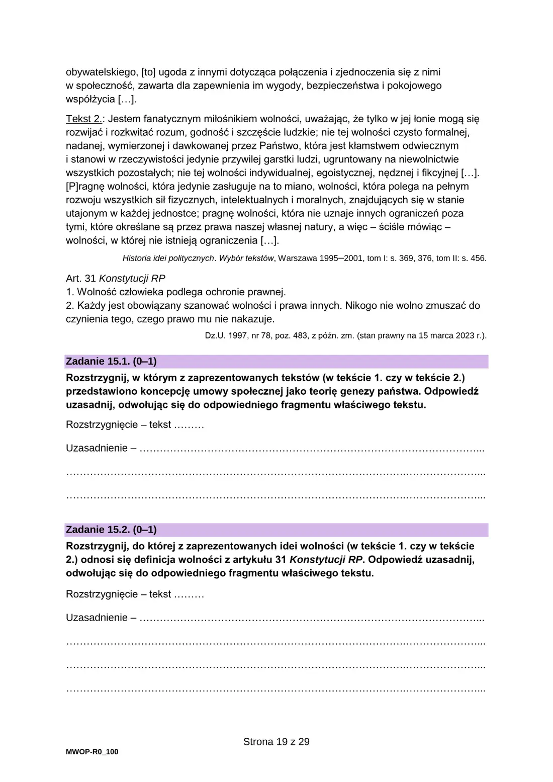 Egzamin maturalny z WOS – czerwiec 2023 – strona 19