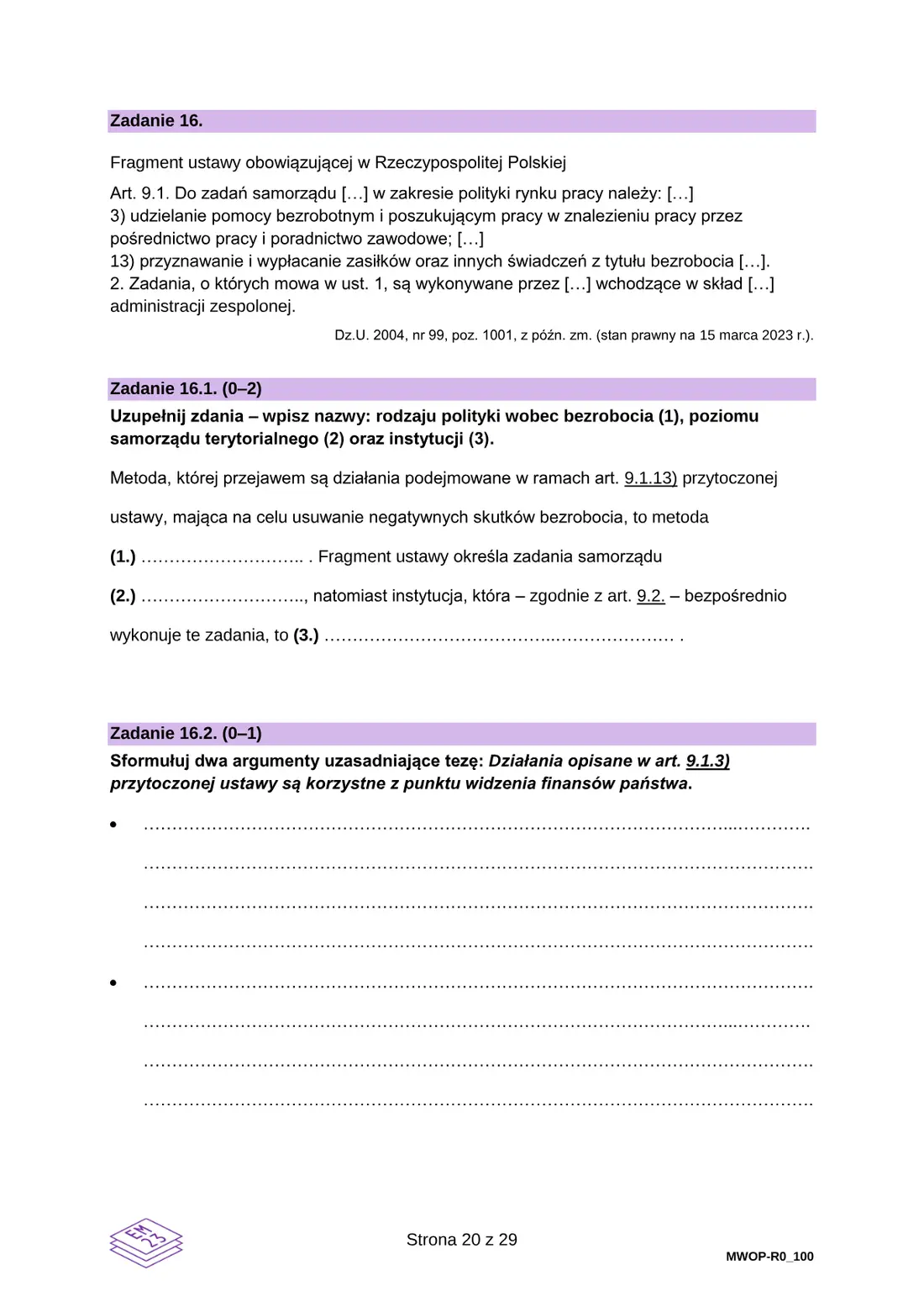 Egzamin maturalny z WOS – czerwiec 2023 – strona 20