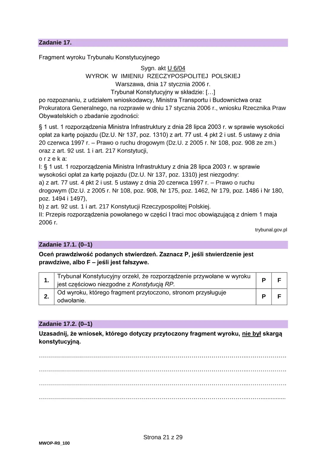 Egzamin maturalny z WOS – czerwiec 2023 – strona 21