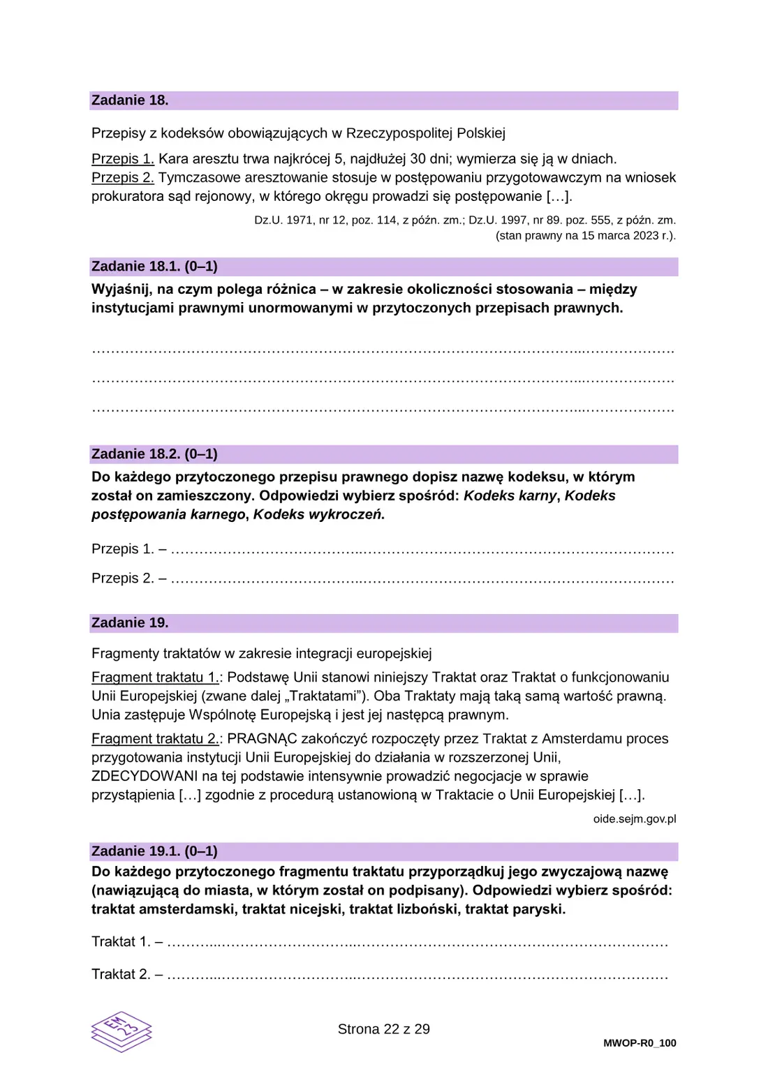 Egzamin maturalny z WOS – czerwiec 2023 – strona 22