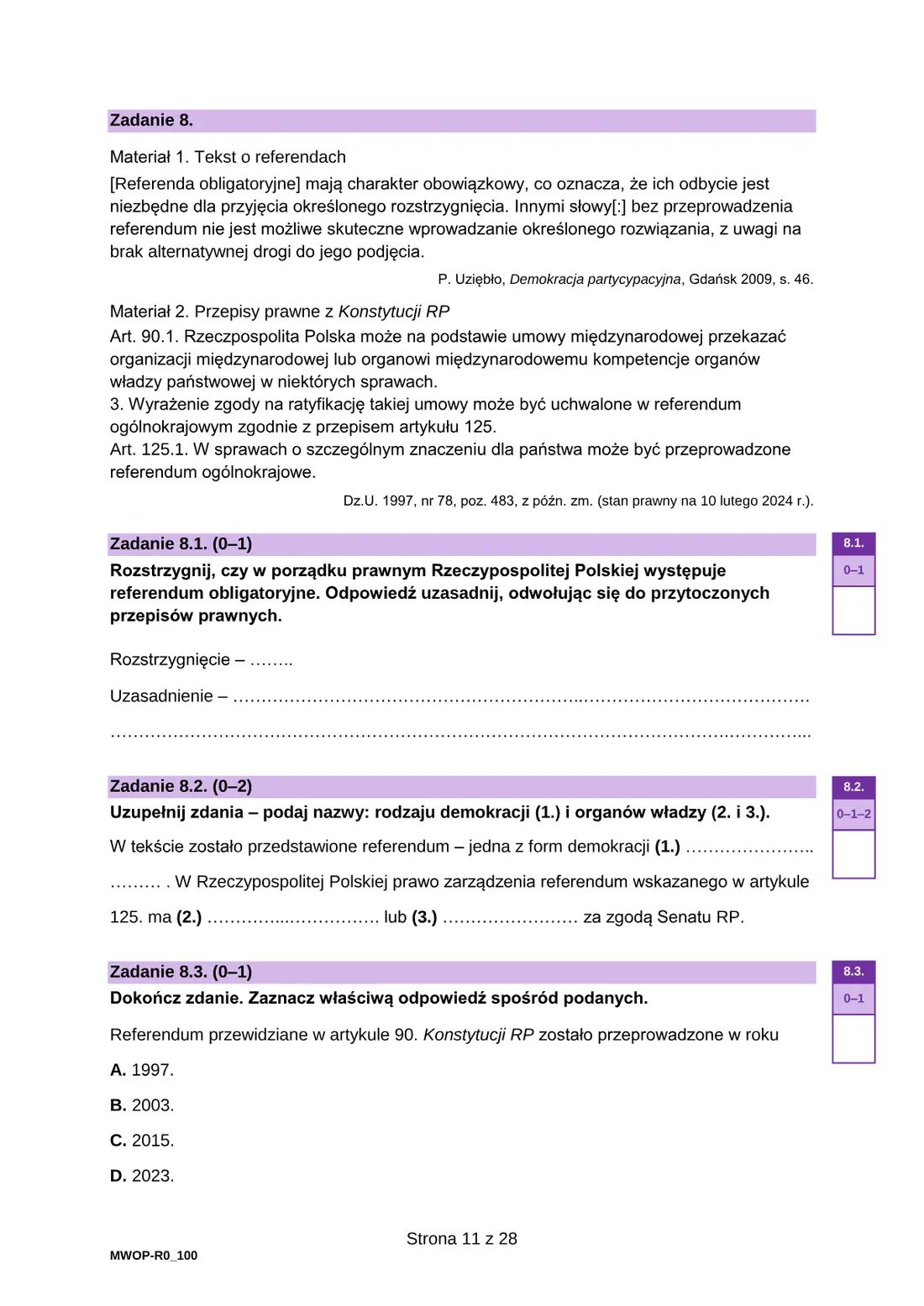 Egzamin maturalny z WOS – maj 2024 – strona 11