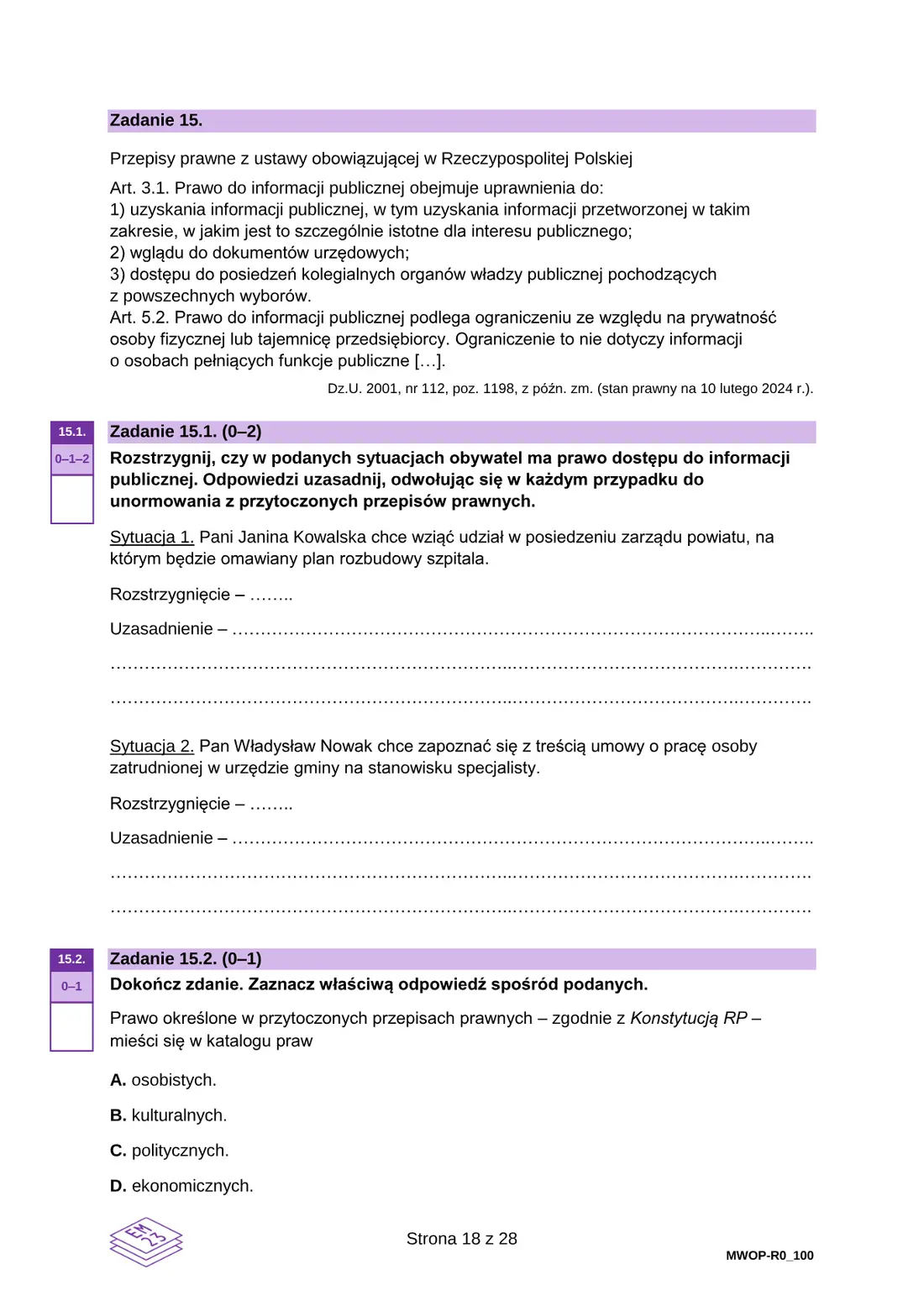 Egzamin maturalny z WOS – maj 2024 – strona 18