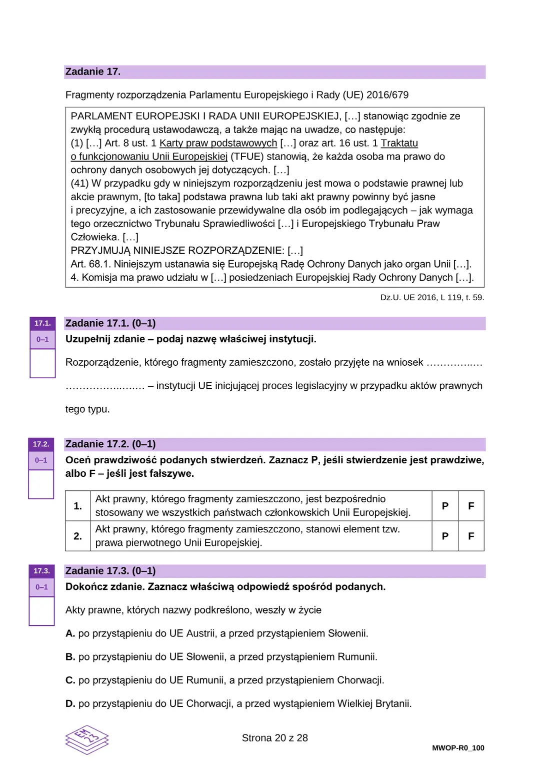 Egzamin maturalny z WOS – maj 2024 – strona 20