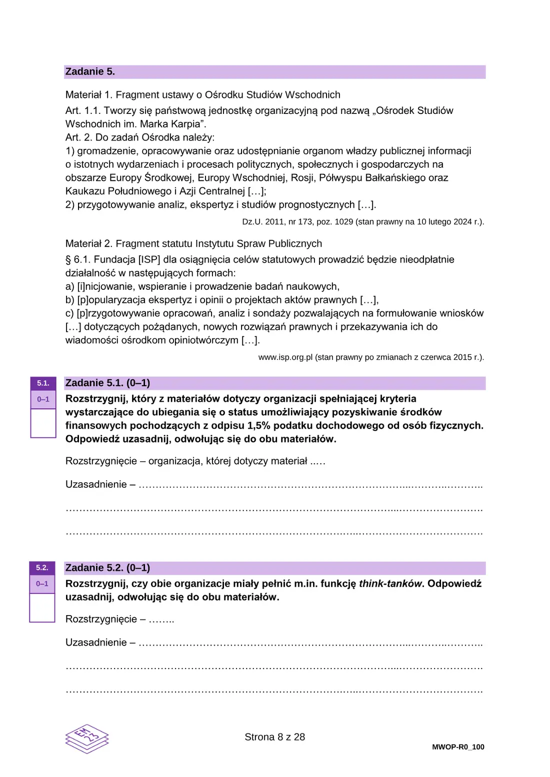 Egzamin maturalny z WOS – maj 2024 – strona 8