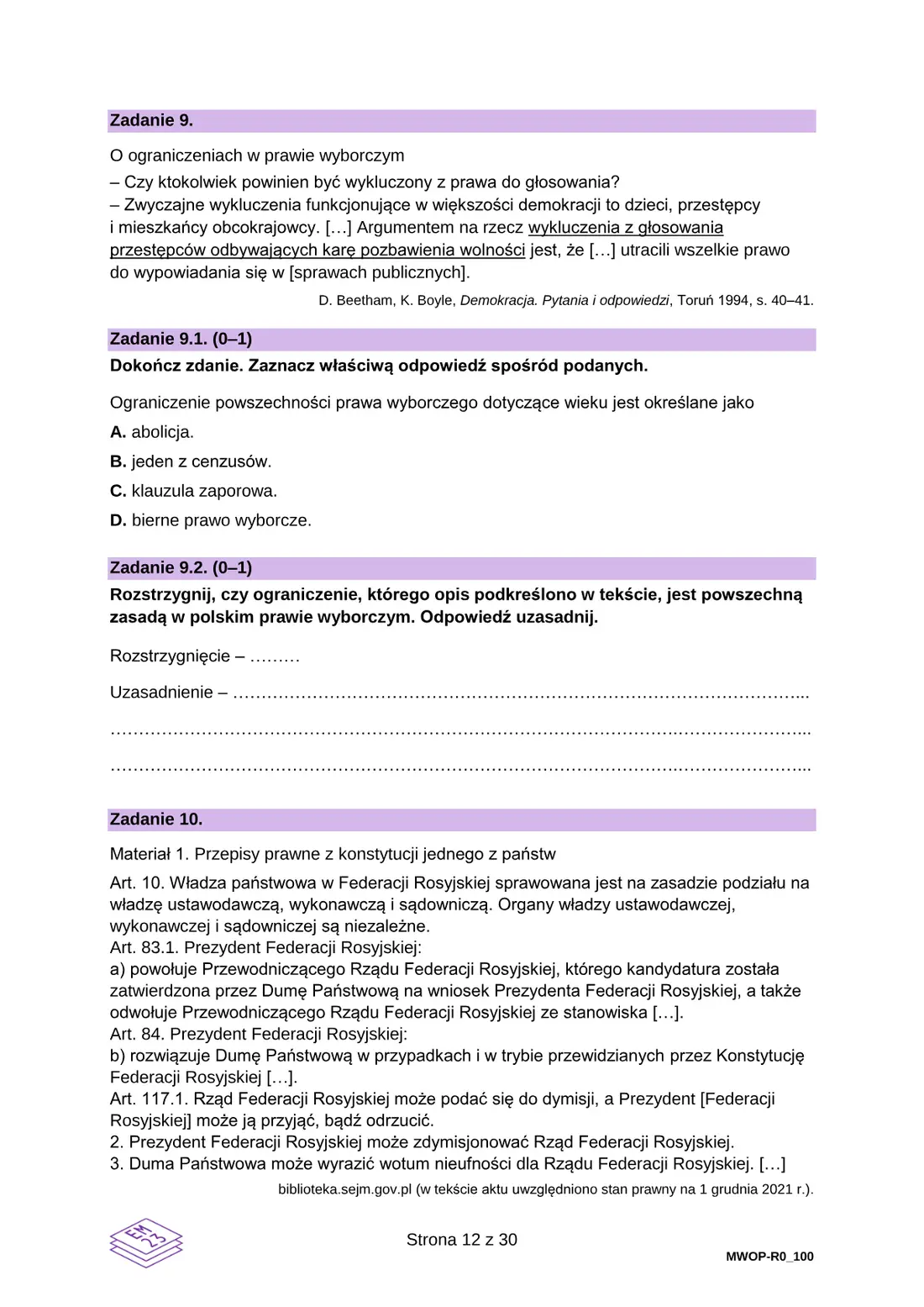 Egzamin maturalny z WOS – czerwiec 2024 – strona 12