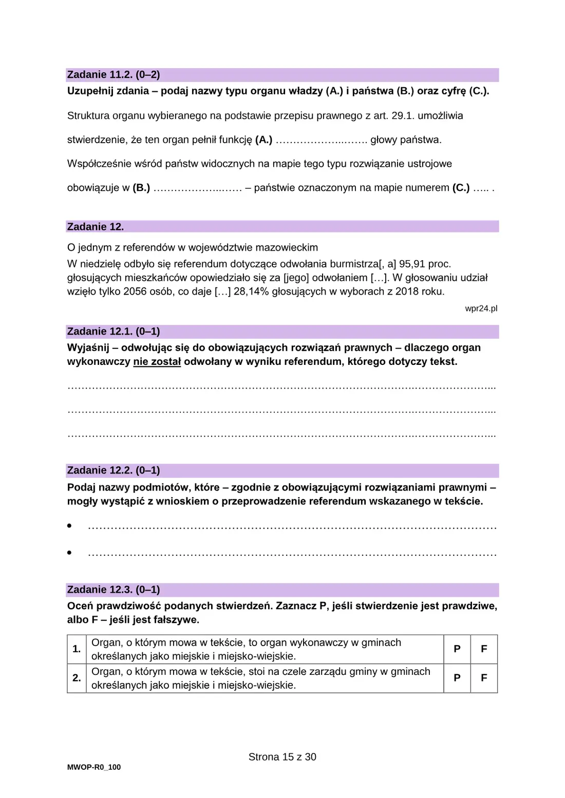 Egzamin maturalny z WOS – czerwiec 2024 – strona 15