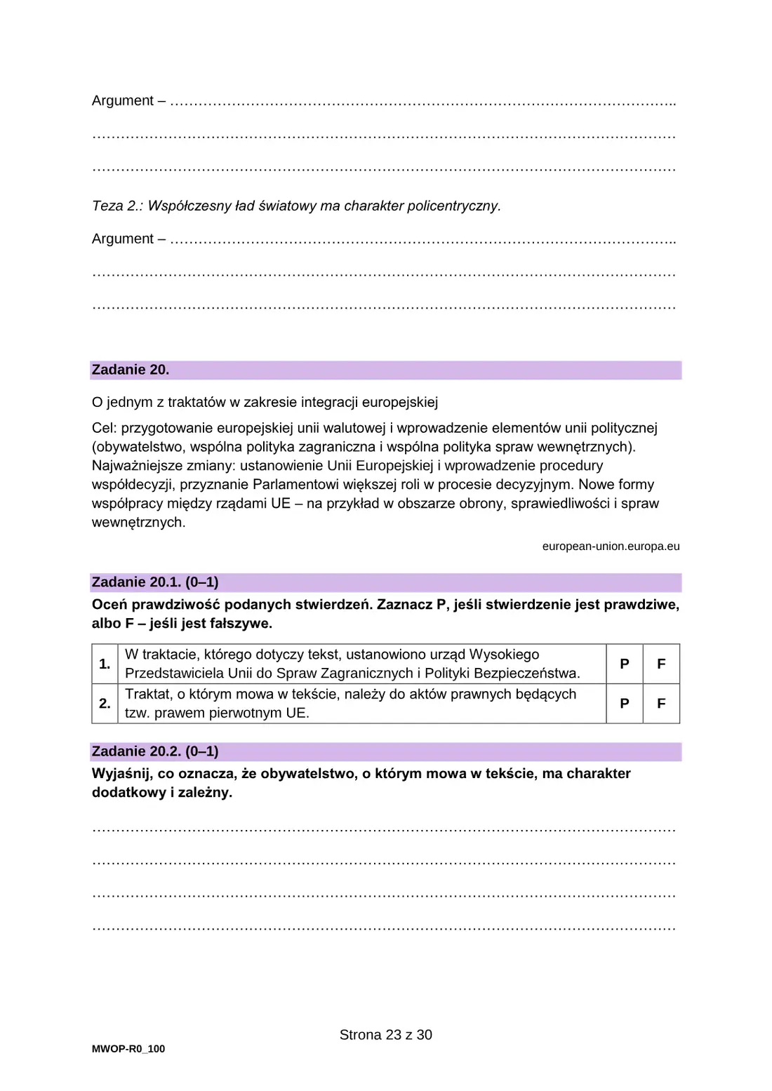 Egzamin maturalny z WOS – czerwiec 2024 – strona 23