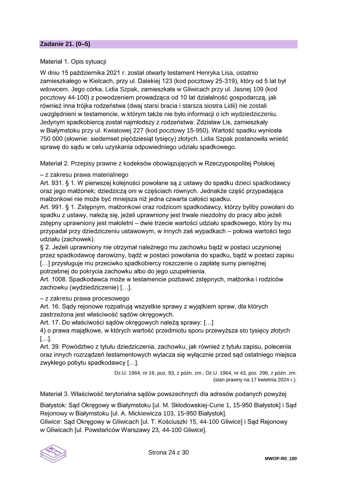Egzamin maturalny z WOS – czerwiec 2024 – strona 24