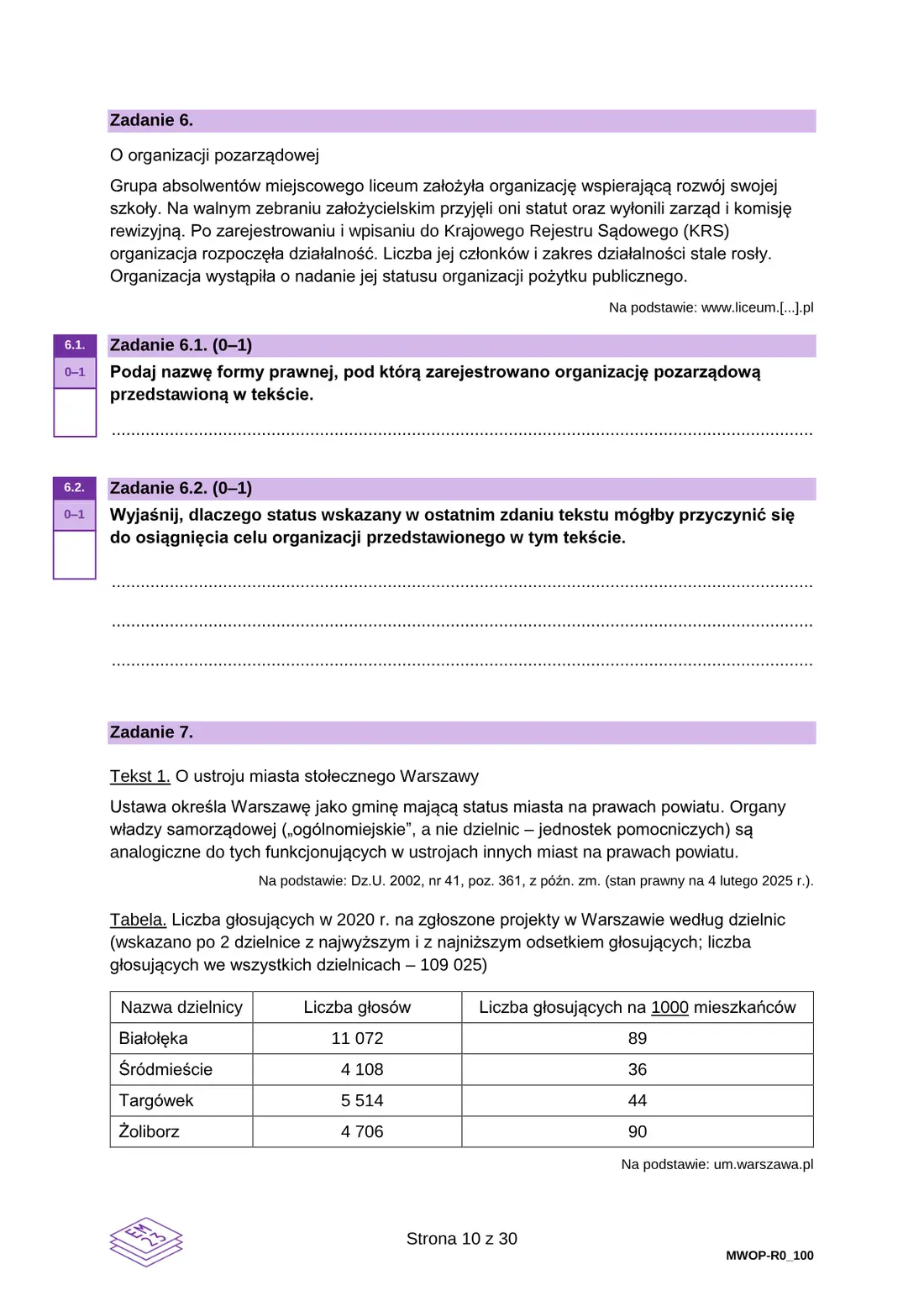 Egzamin maturalny z WOS – maj 2025 – strona 10