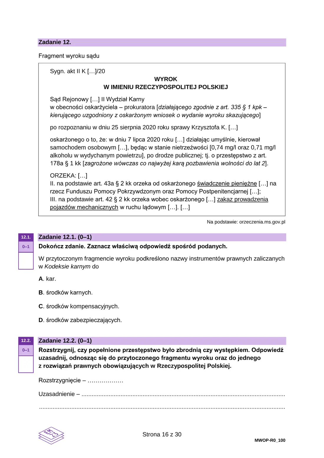 Egzamin maturalny z WOS – maj 2025 – strona 16