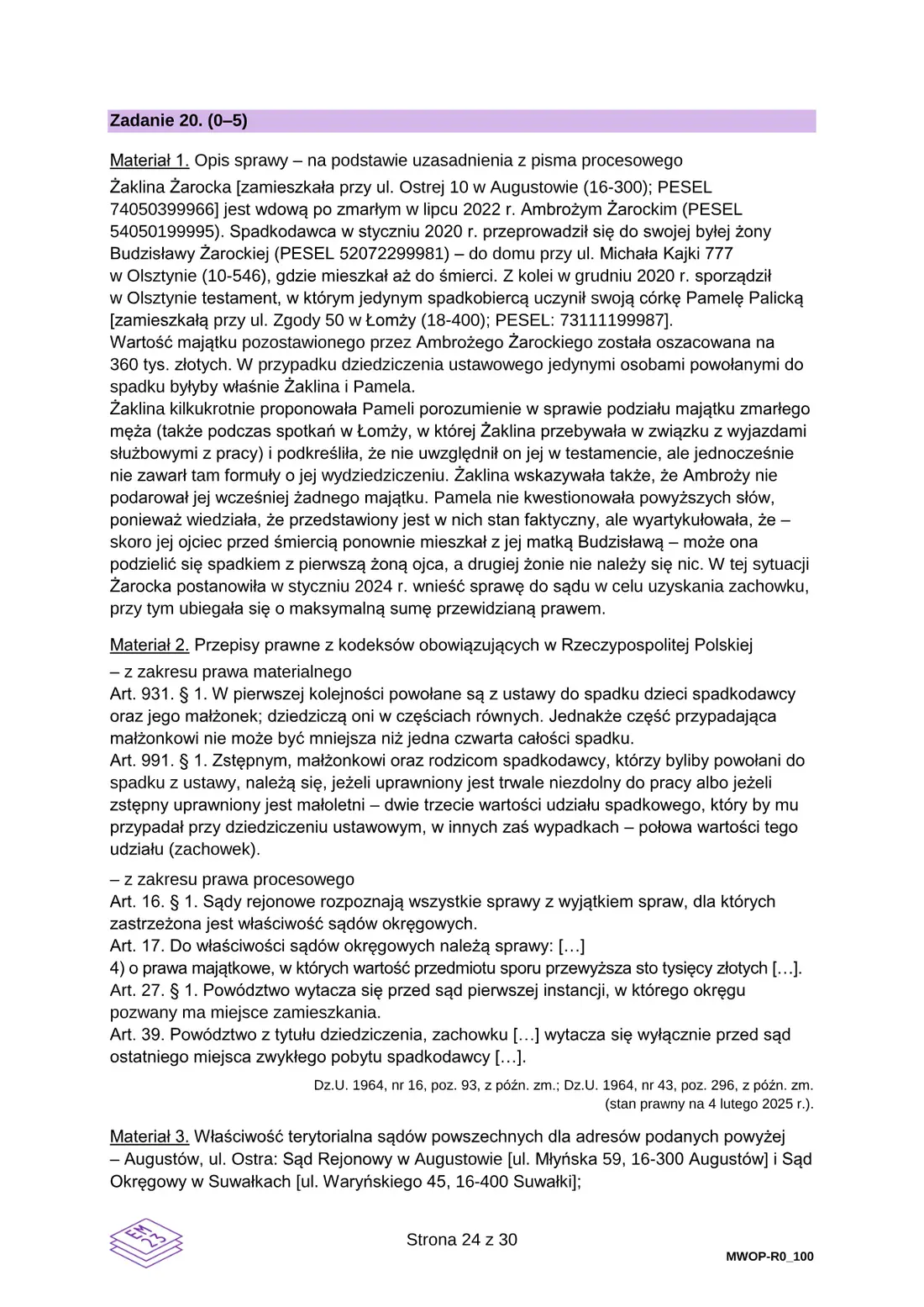 Egzamin maturalny z WOS – maj 2025 – strona 24