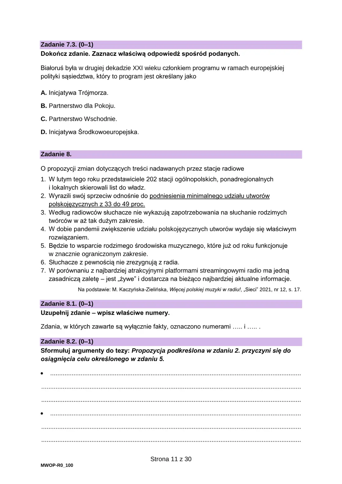 Egzamin maturalny z WOS – czerwiec 2025 – strona 11