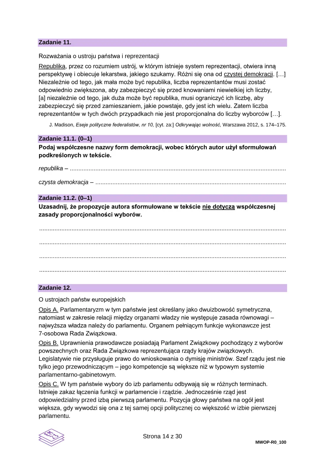 Egzamin maturalny z WOS – czerwiec 2025 – strona 14