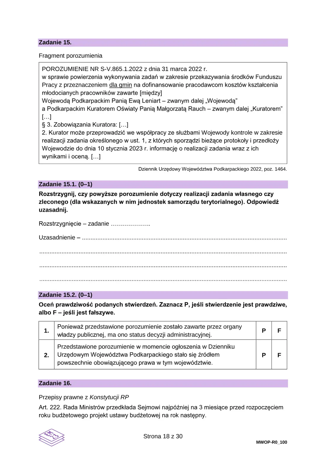 Egzamin maturalny z WOS – czerwiec 2025 – strona 18