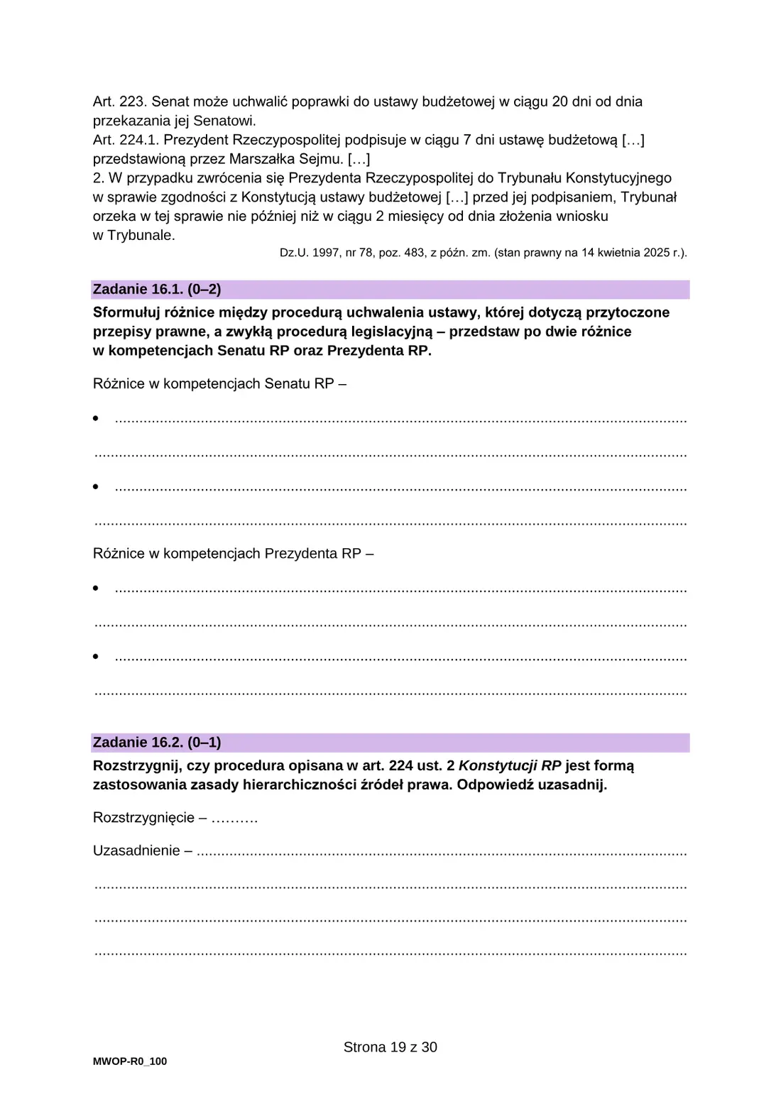 Egzamin maturalny z WOS – czerwiec 2025 – strona 19