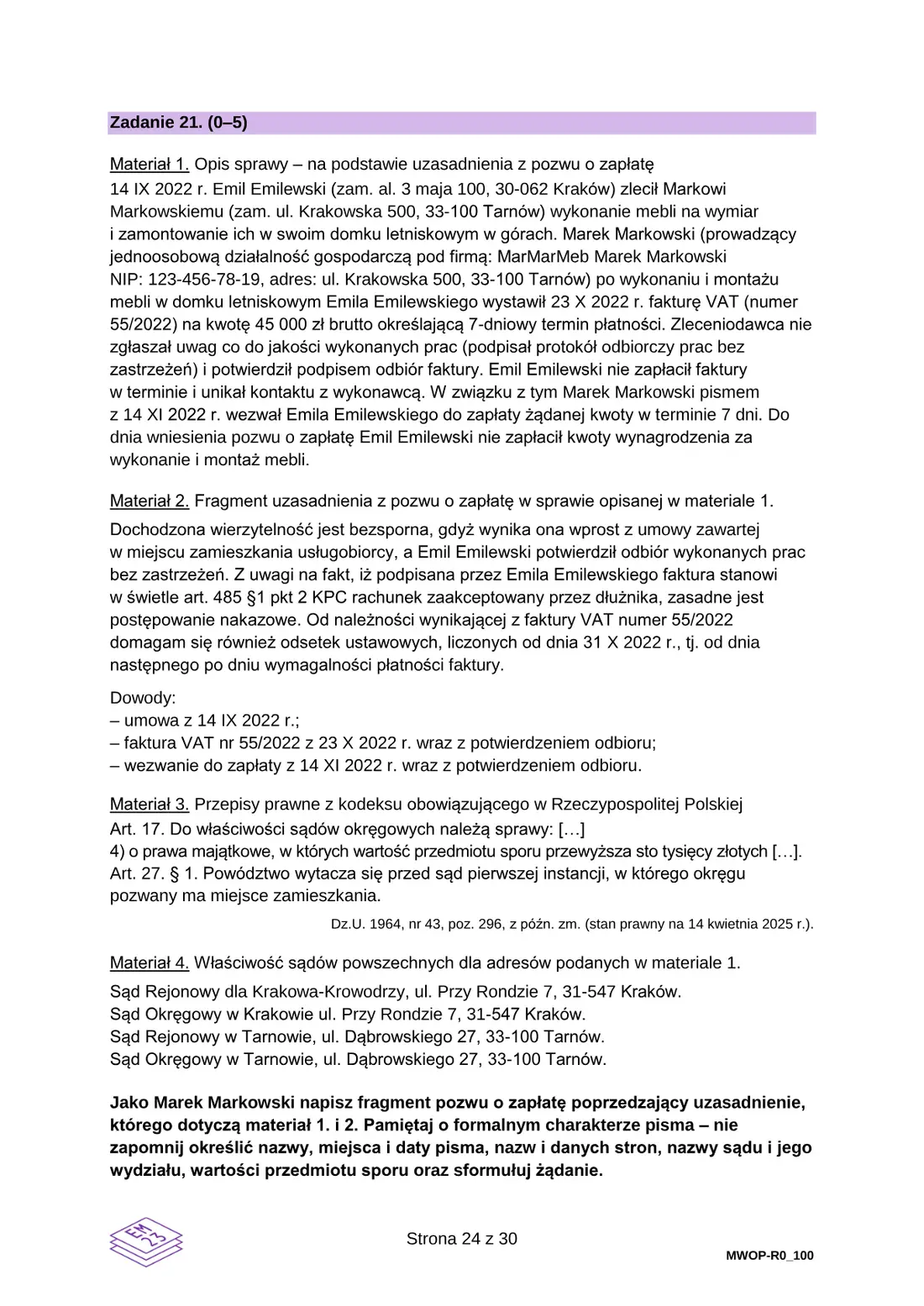 Egzamin maturalny z WOS – czerwiec 2025 – strona 24