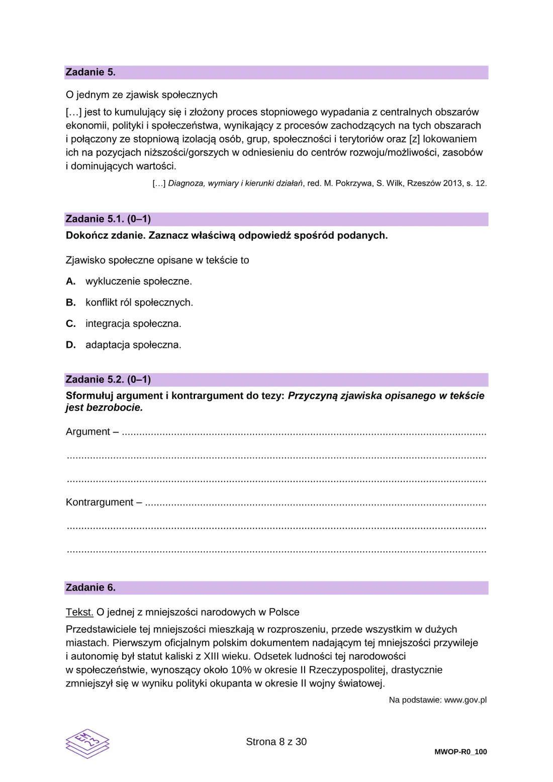 Egzamin maturalny z WOS – czerwiec 2025 – strona 8