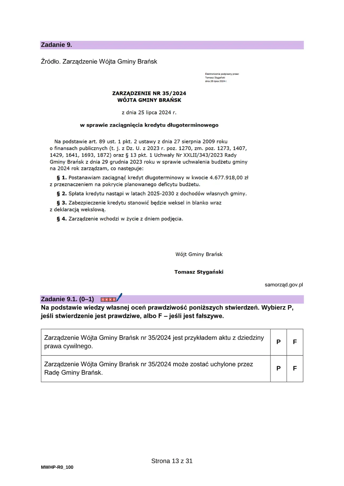 Materiał WOS ze stycznia 2026 (wariant MWHP) – strona 13