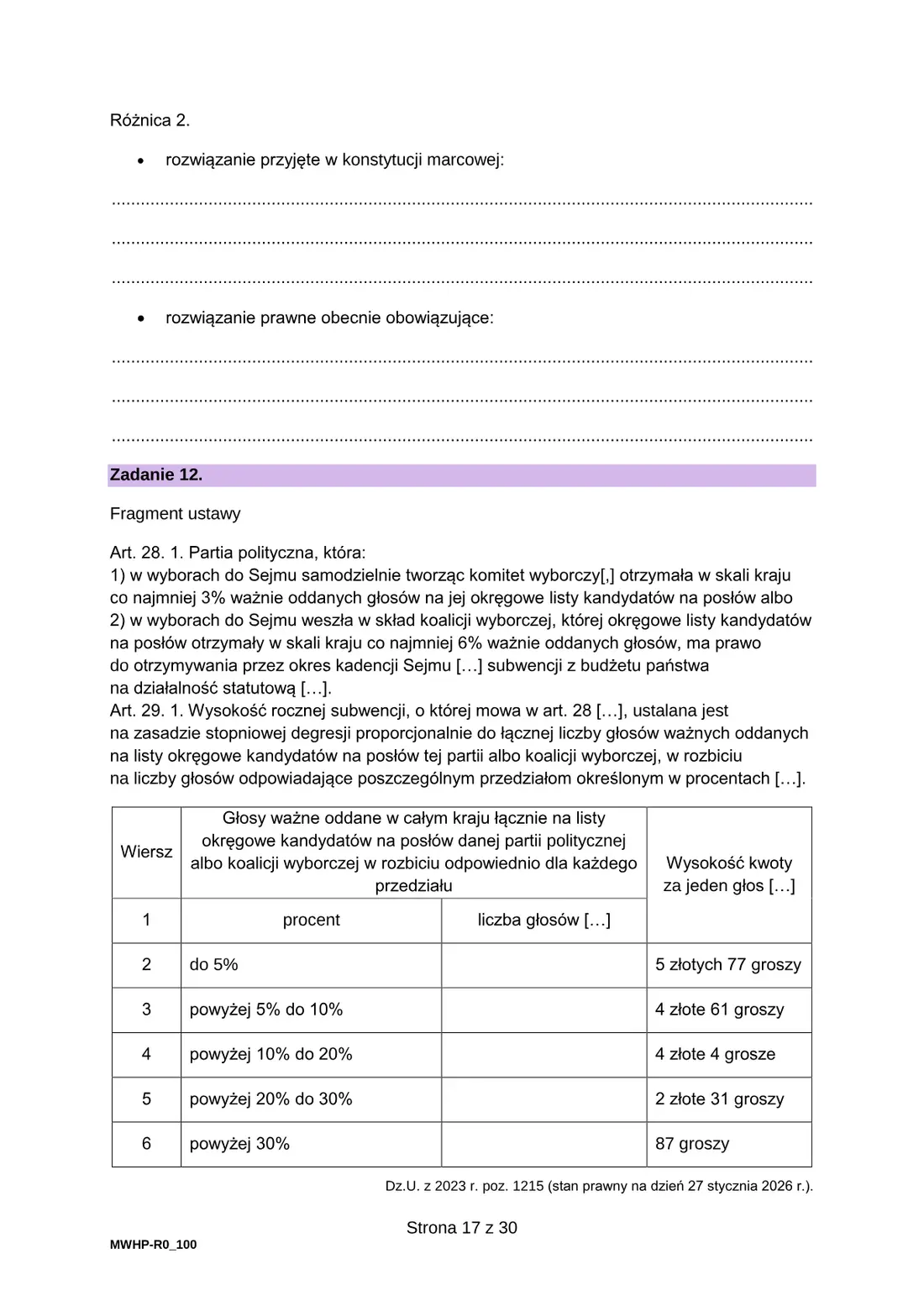 Egzamin maturalny z WOS (22) – maj 2026 – strona 17