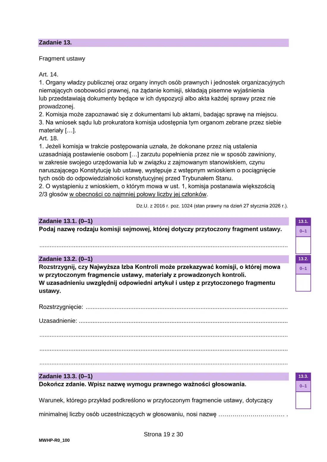 Egzamin maturalny z WOS (22) – maj 2026 – strona 19