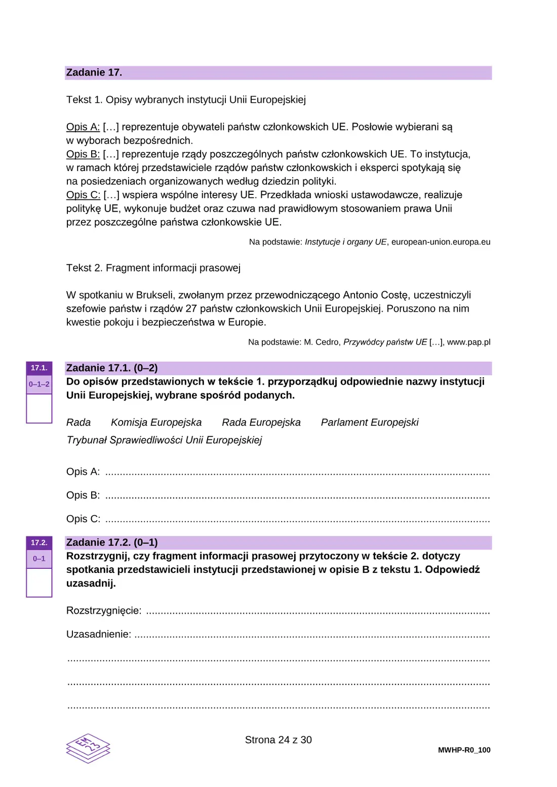 Egzamin maturalny z WOS (22) – maj 2026 – strona 24