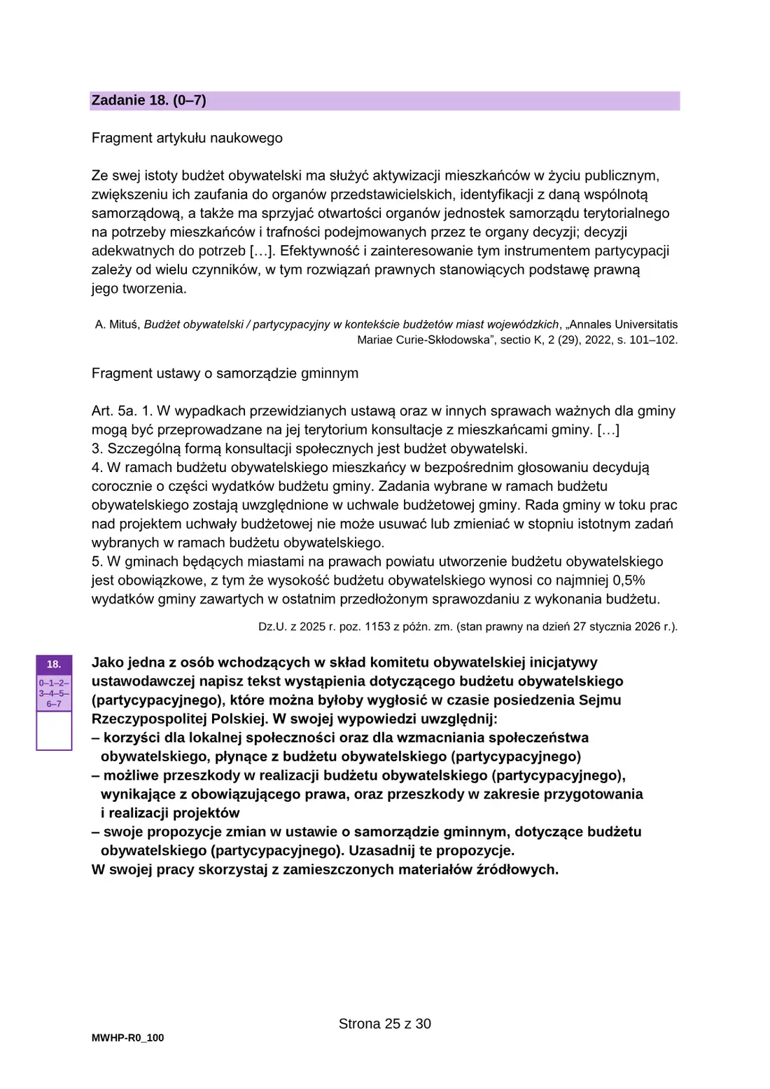 Egzamin maturalny z WOS (22) – maj 2026 – strona 25