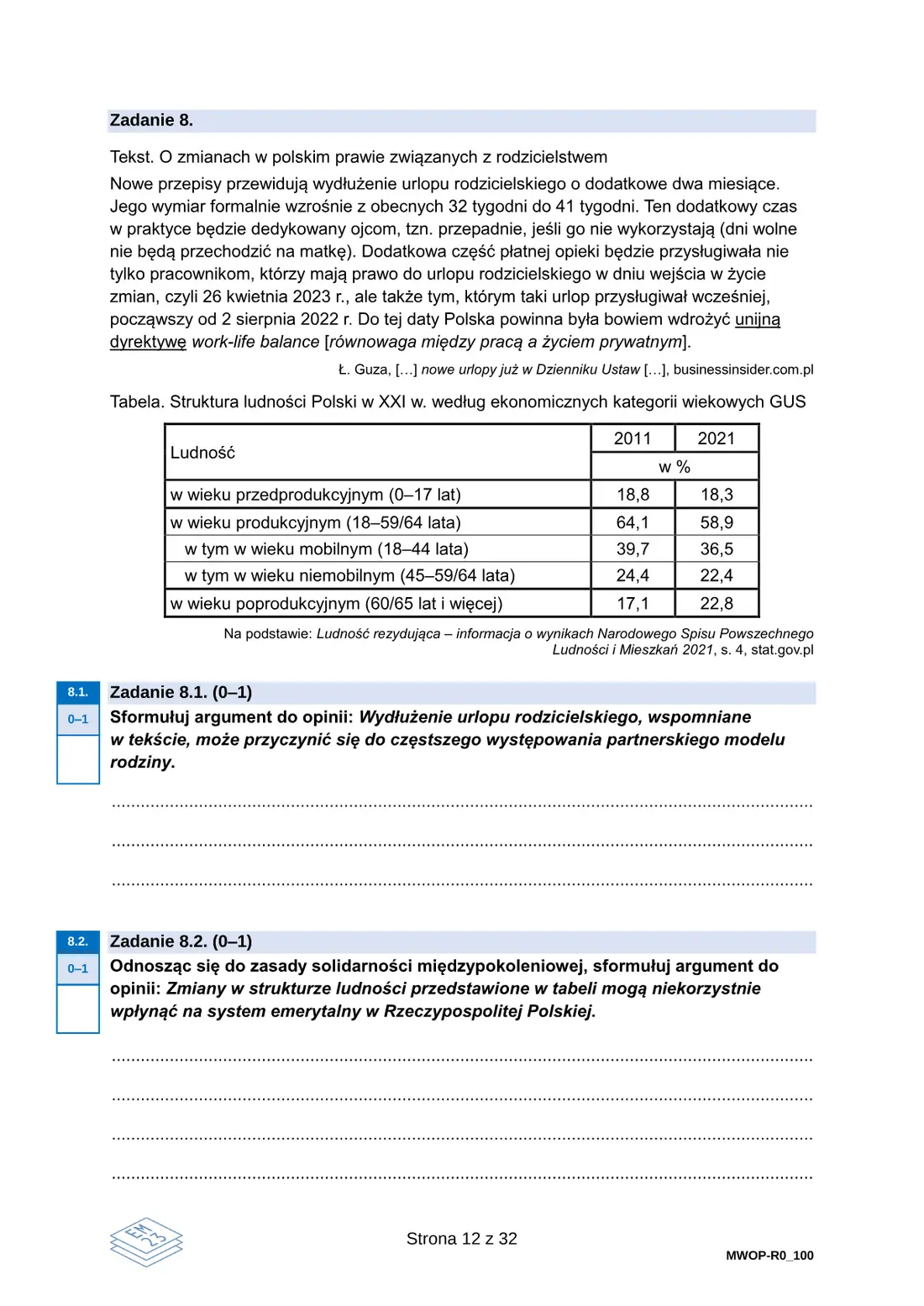 Egzamin maturalny z WOS (19–21) – maj 2026 – strona 12