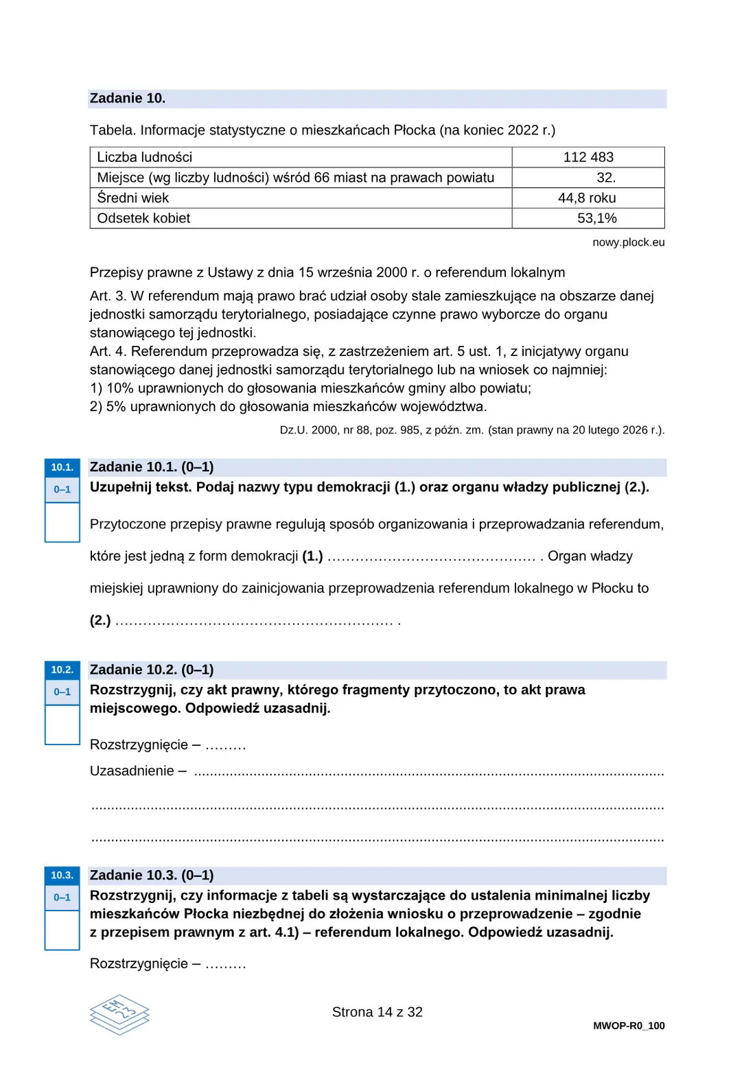 Egzamin maturalny z WOS (19–21) – maj 2026 – strona 14