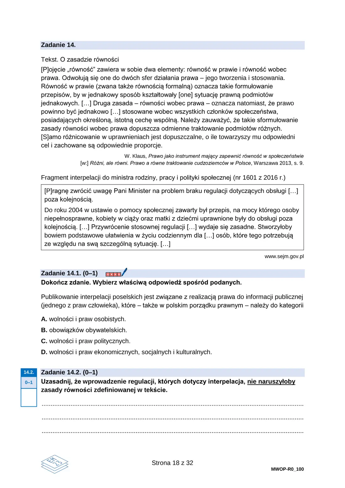 Egzamin maturalny z WOS (19–21) – maj 2026 – strona 18