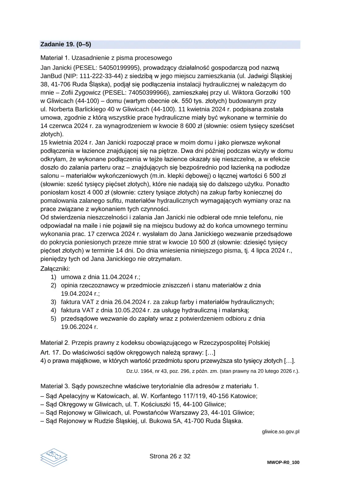 Egzamin maturalny z WOS (19–21) – maj 2026 – strona 26