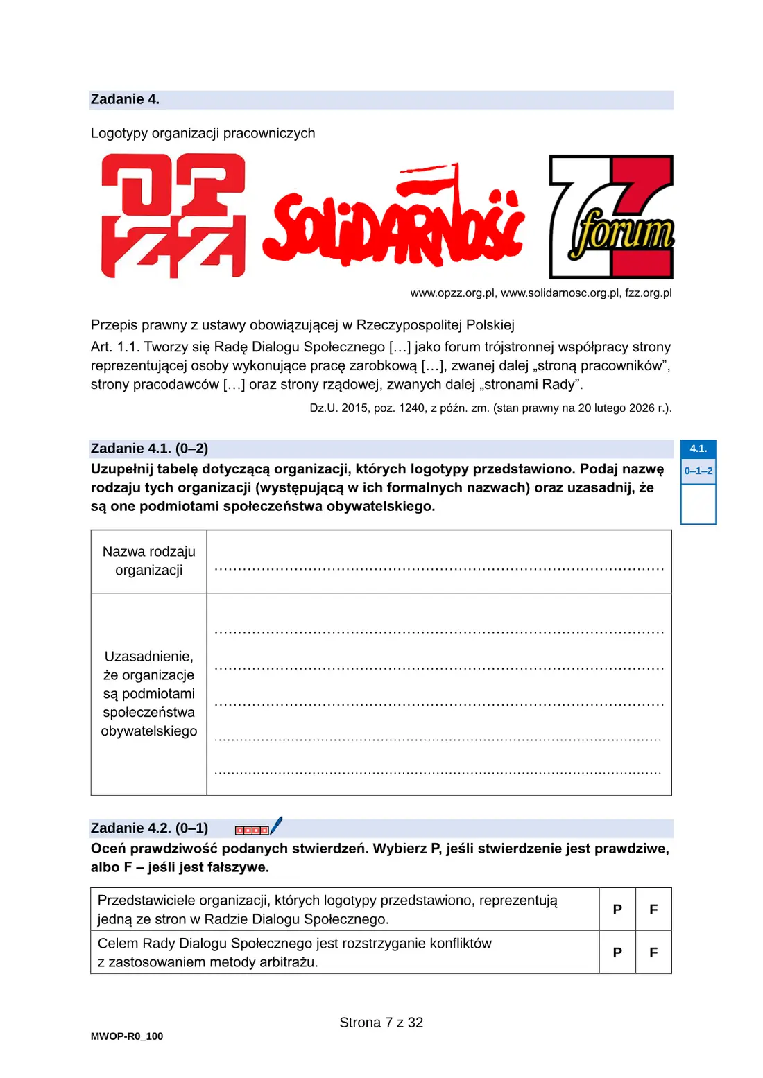 Egzamin maturalny z WOS (19–21) – maj 2026 – strona 7