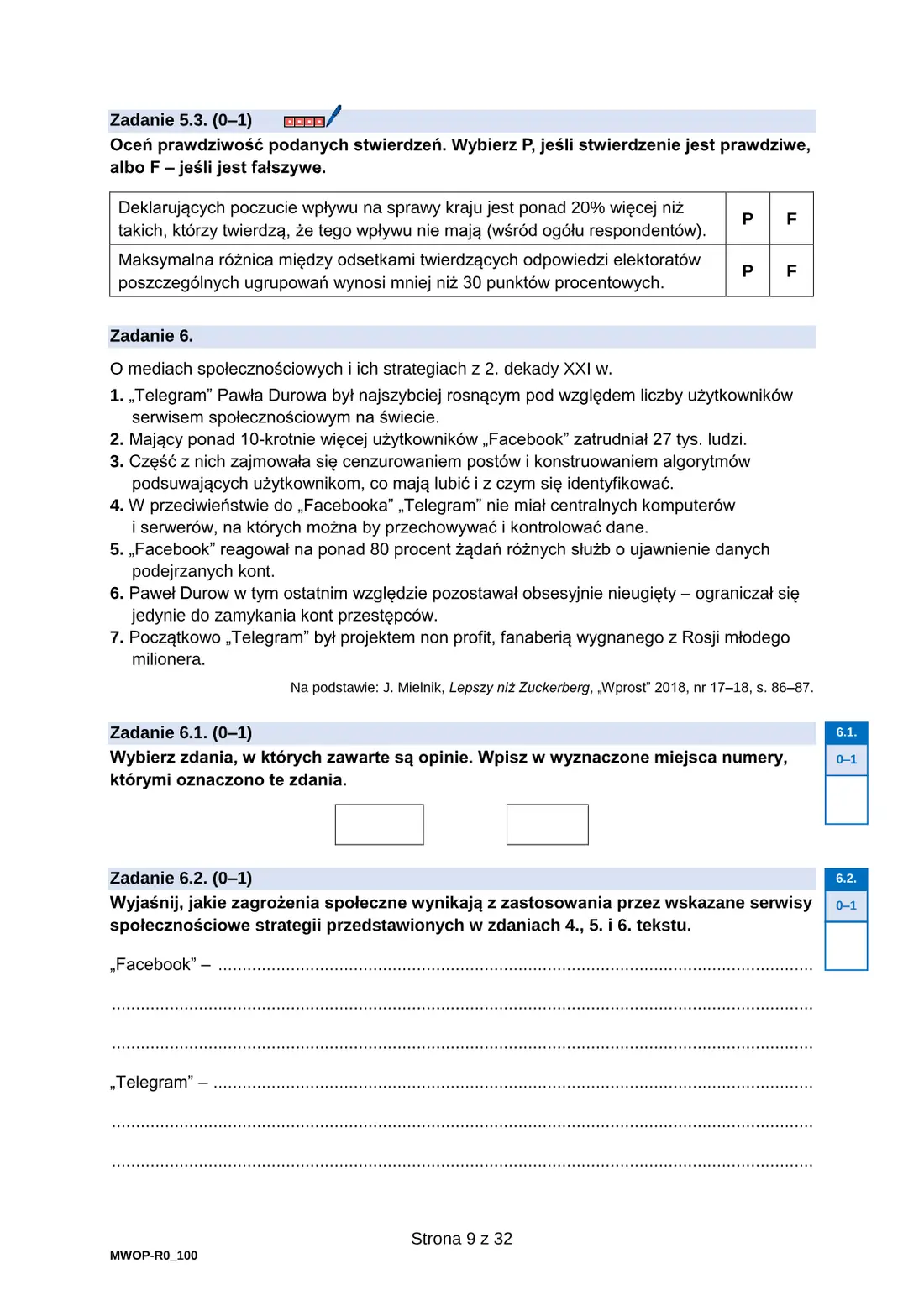 Egzamin maturalny z WOS (19–21) – maj 2026 – strona 9